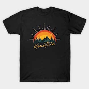 Radiant Mountain Dawn: A Semicircle of Sunrise Colors T-Shirt